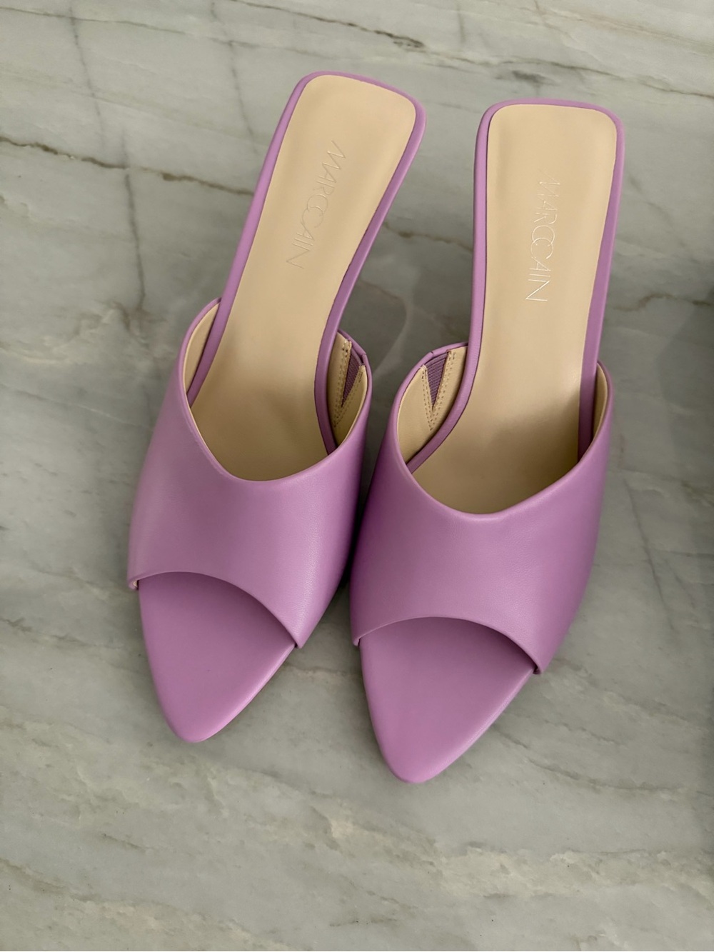 Marc Cain Lilac Pointed Open-Toe Mule Sandals